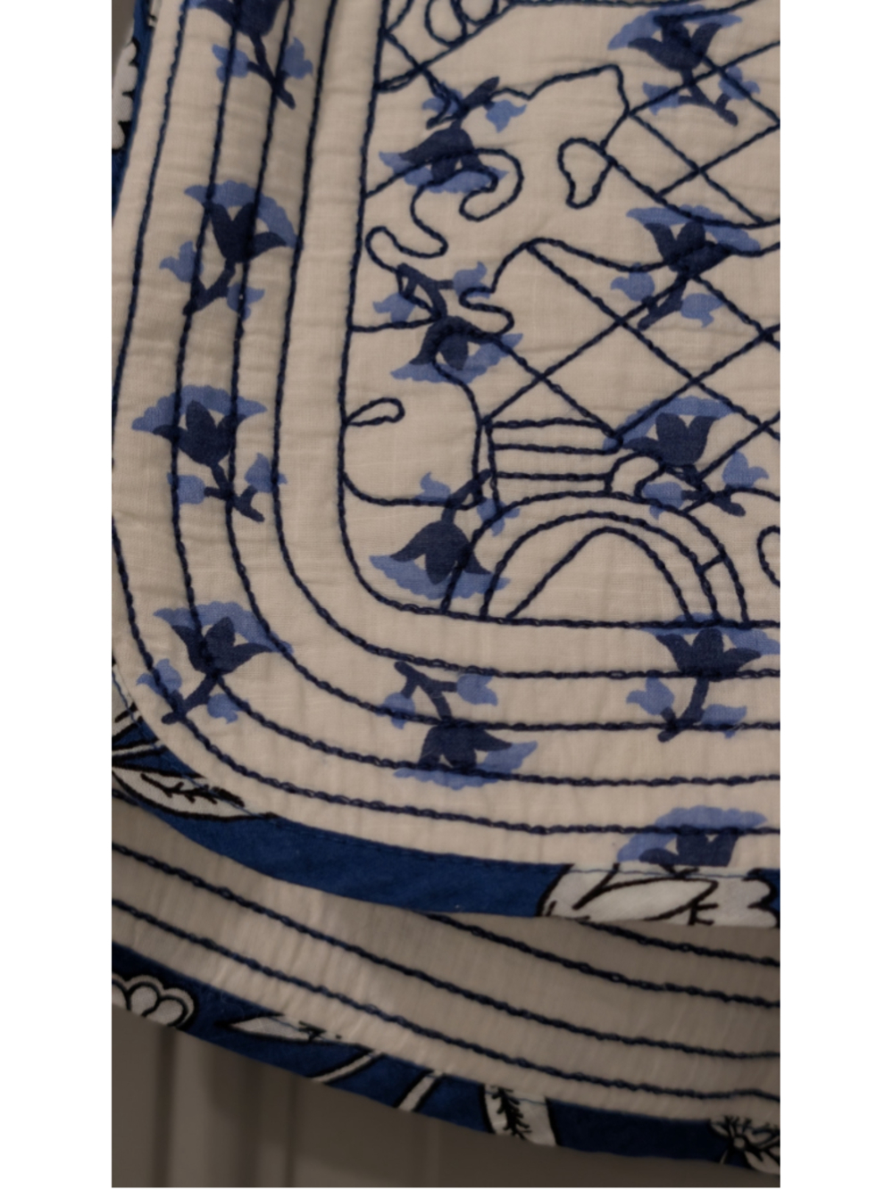 Women's Formula Joven Quilted Shorts Size 4 White Blue Floral - Picture 2 of 7